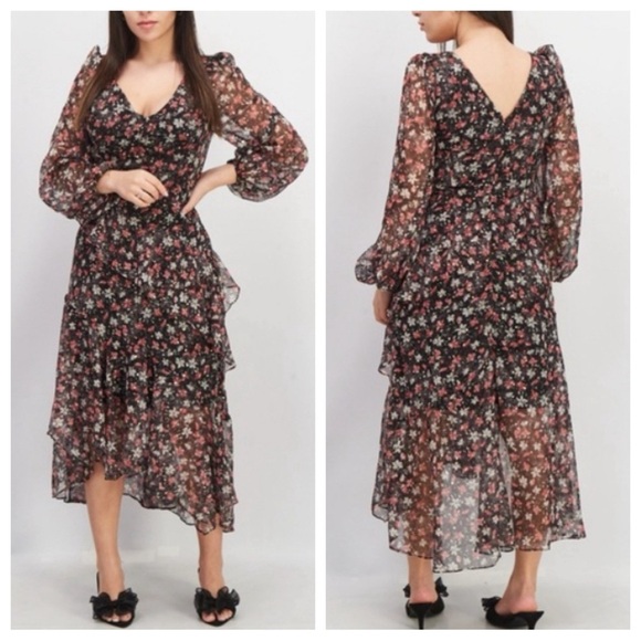 Astr Dresses & Skirts - ASTR the Label Floral Print Midi Dress Black Combo 33470